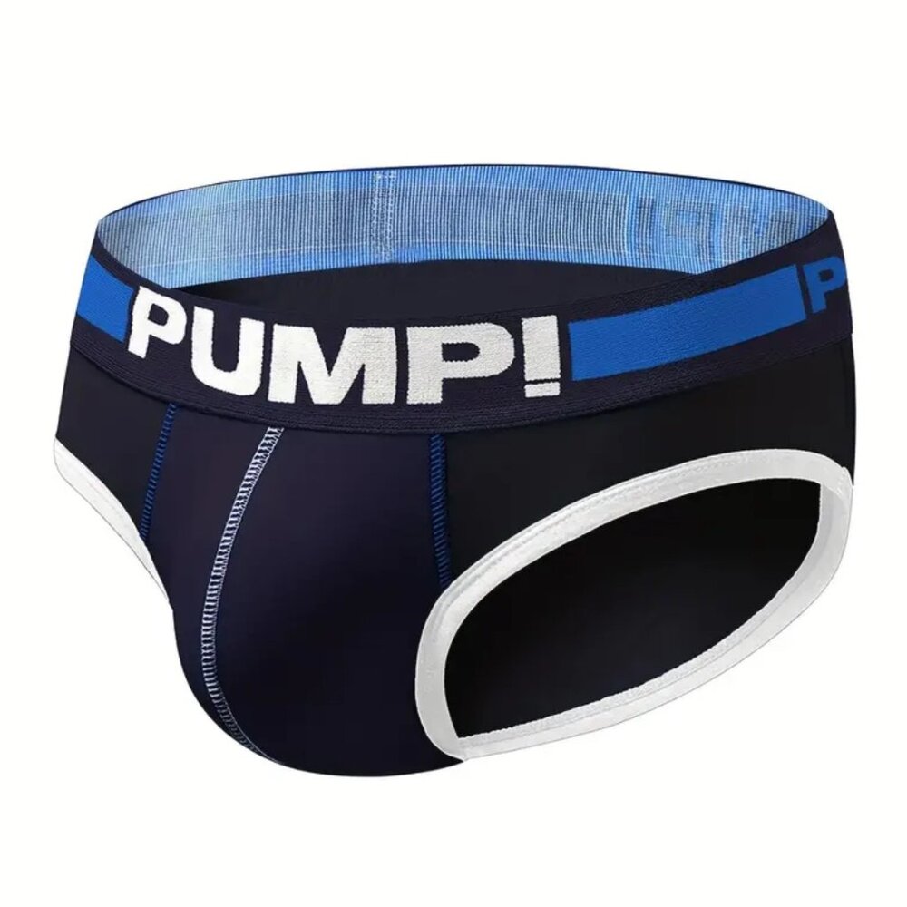 PUMP! Men Color Block Breathable Cotton Briefs Large Navy Blue